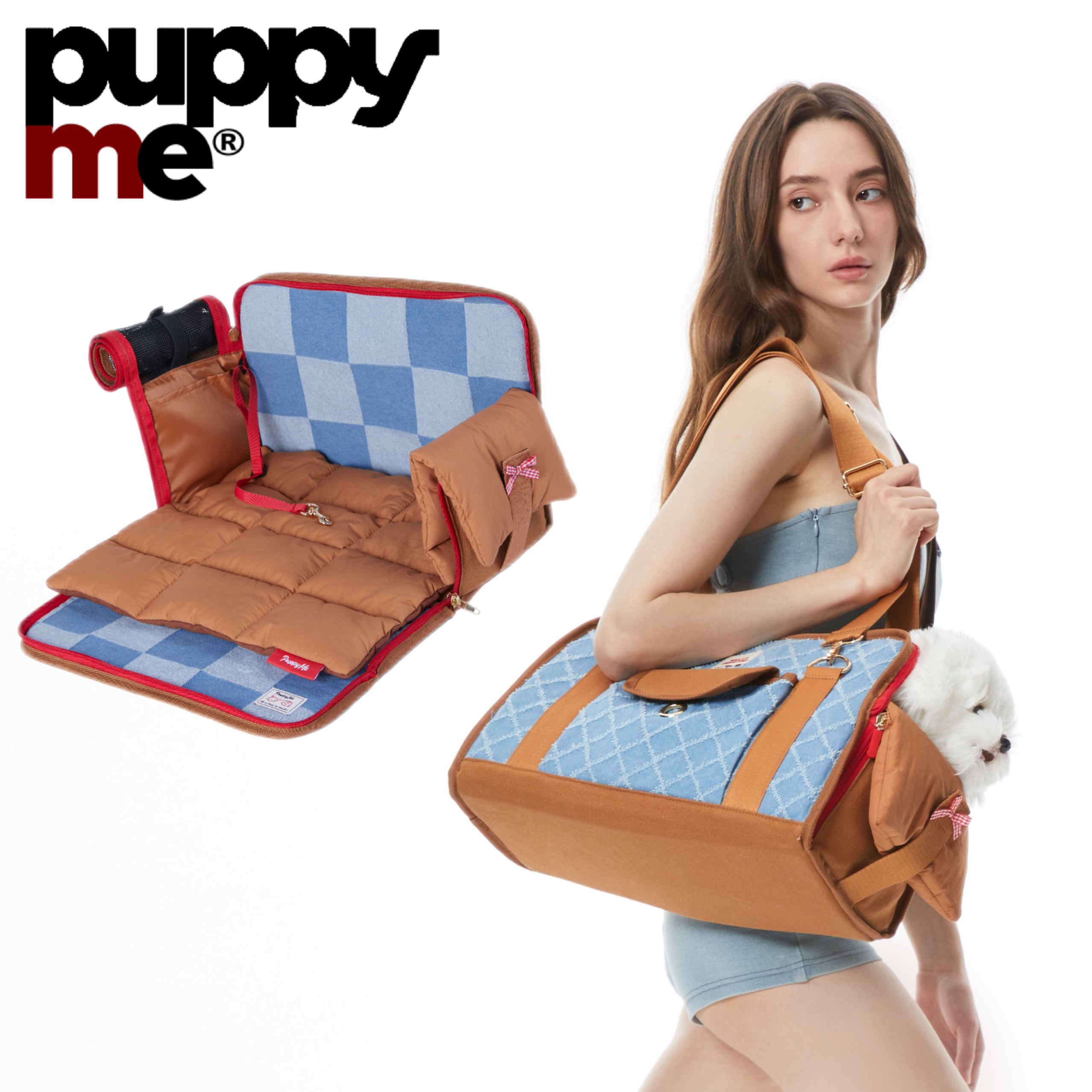PuppyMe纯棉牛仔车载宠物背包图片