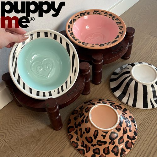 PuppyMe陶瓷釉下彩猫狗碗倾斜