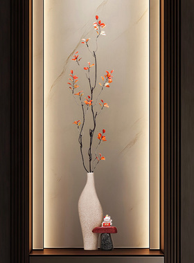 入户玄关细长竖高陶瓷花瓶招财猫摆件时来运转客厅电视柜壁龛装饰