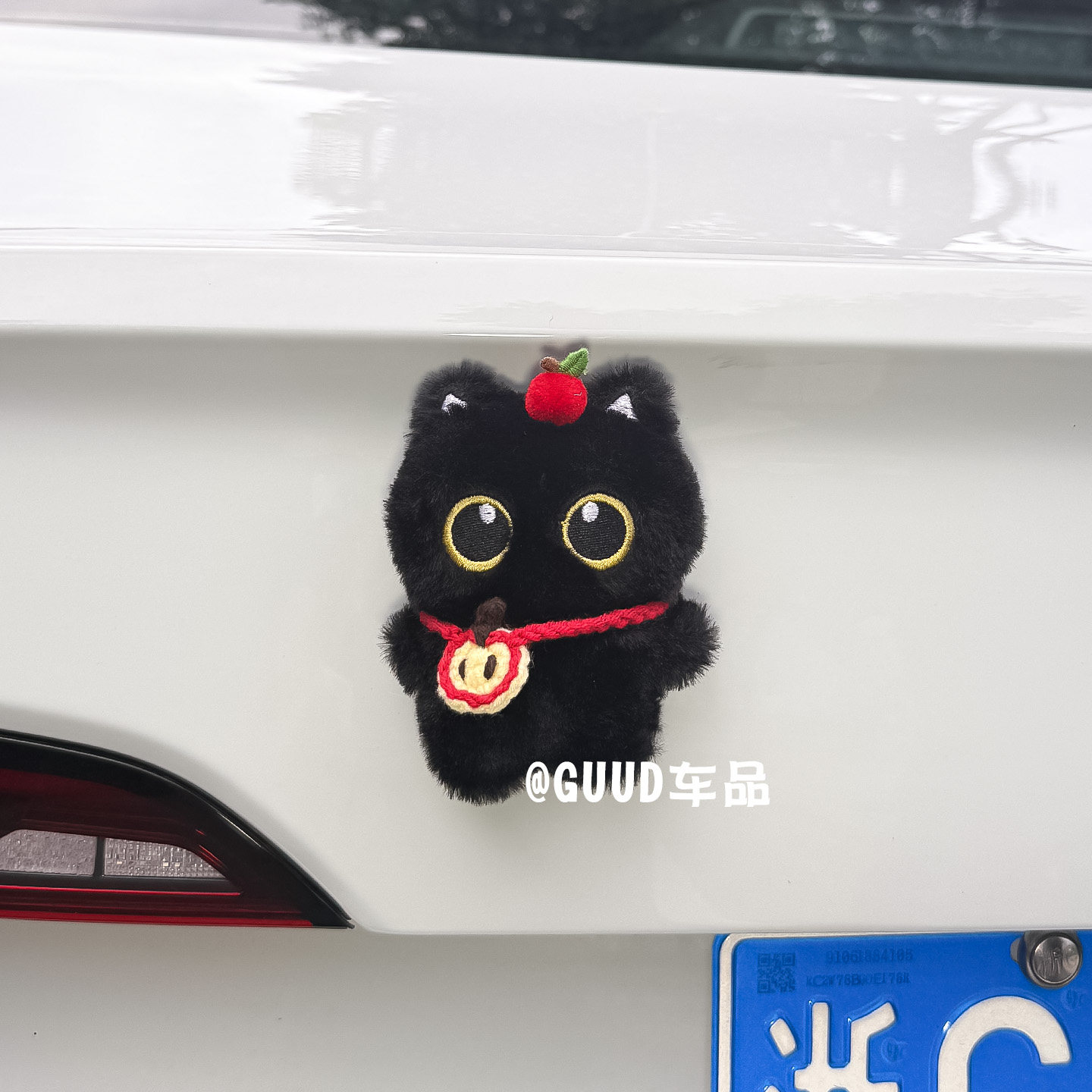 汽车外饰可爱玩偶小黑猫无痕固定