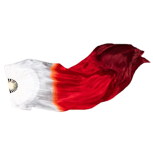 光亮舞蹈扇子真丝广场舞酒红色渐变古风儿童跳舞专用缠长飘长绸扇