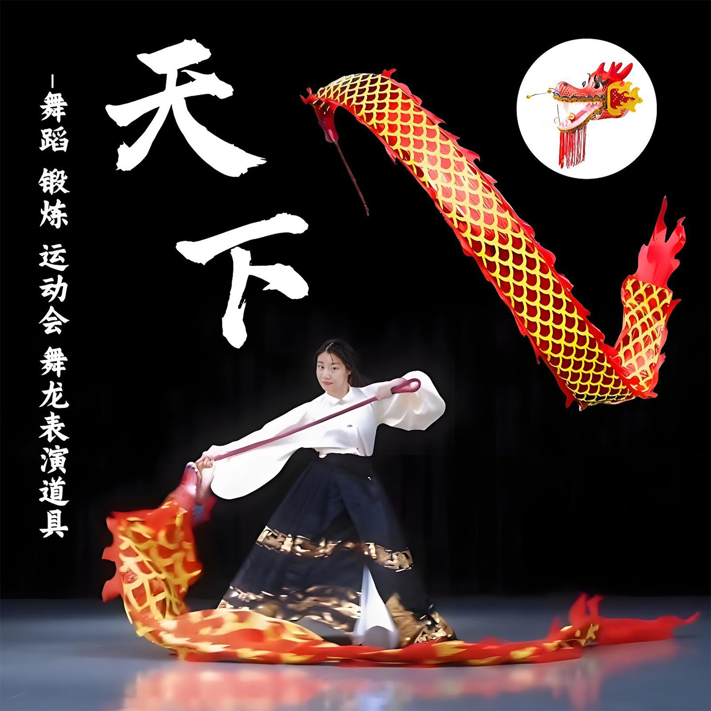 舞龙彩带道具健身手甩龙表演成人