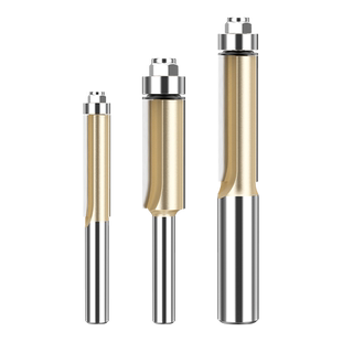 沪豪加长带轴承修边刀双刃直刀木工铣刀刀具修边机刀头雕刻机锣刀