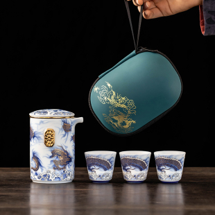 快客杯一壶三杯户外喝茶小神龙泡茶壶 便携式 龙年新款 旅行茶具套装