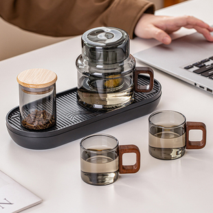 墩墩壶旅行茶具套装便携式收纳玻璃泡茶凉水壶带盖茶杯户外快客壶
