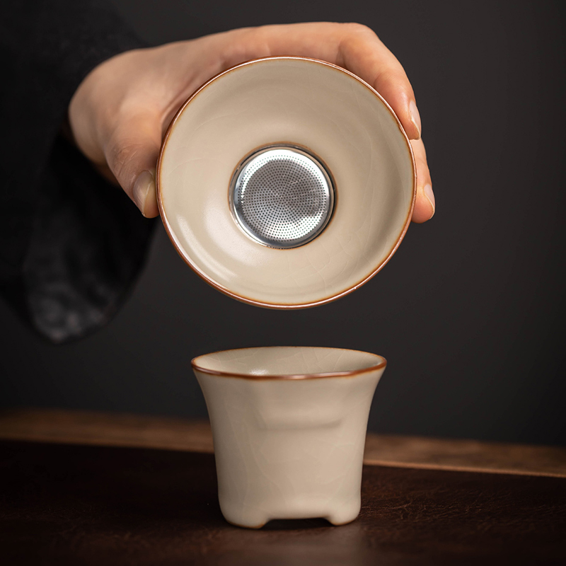 汝窑陶瓷滤茶器高端茶叶过滤网茶漏茶滤泡茶神器茶水分离汝瓷茶隔
