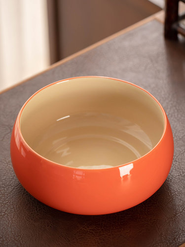石狮如意洗茶大型创意陶瓷家用笔洗盆茶渣罐茶具配件洗杯茶碗
