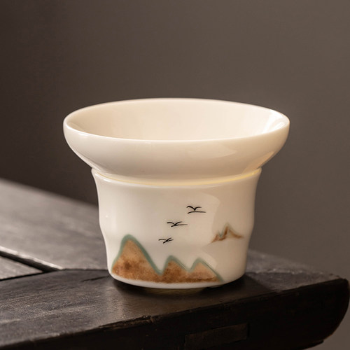 匠序羊脂玉瓷茶漏过滤器茶具配件