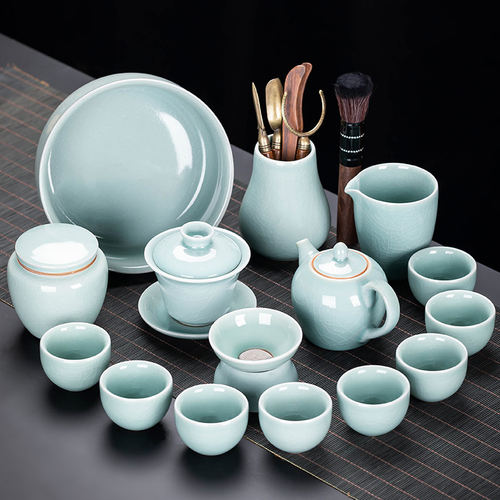 哥窑茶具套装乌金磁石茶盘整套