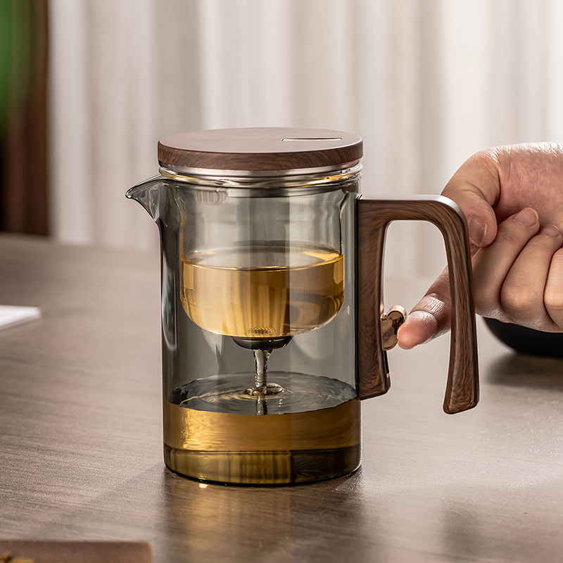 匠序飘逸杯泡茶壶玻璃茶水分离杯