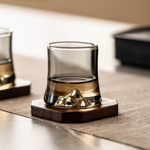 匠序耐热玻璃茶杯带垫主人杯单杯