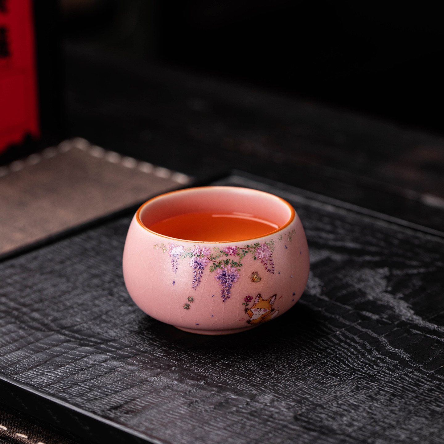 粉汝窑功夫茶具罗汉杯家用高档轻奢陶瓷喝茶专用防烫主人杯小茶杯