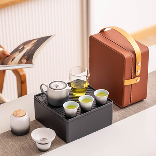 便携式 备 旅行功夫茶具套装 户外茶壶快客杯一壶三杯露营随身喝茶装
