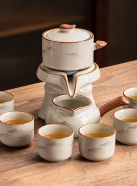 汝窑水墨自动茶具套装2026新款家用高档陶瓷功夫茶杯懒人泡茶神器