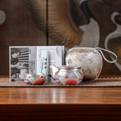 周鸿杰大师鎏银便携旅行茶具