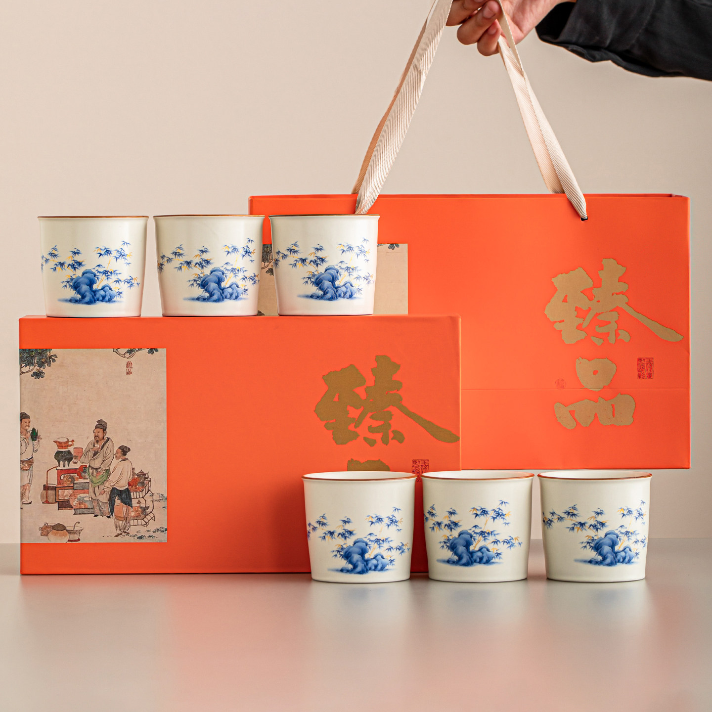 亚光定窑茶杯套装家用陶瓷功夫泡茶杯可乐六杯喝茶礼盒装送礼佳品图片