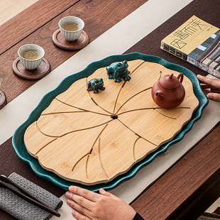 茶盘家用2026新款蓄排水两用茶台陶瓷干泡盘功夫茶具托盘茶海中式