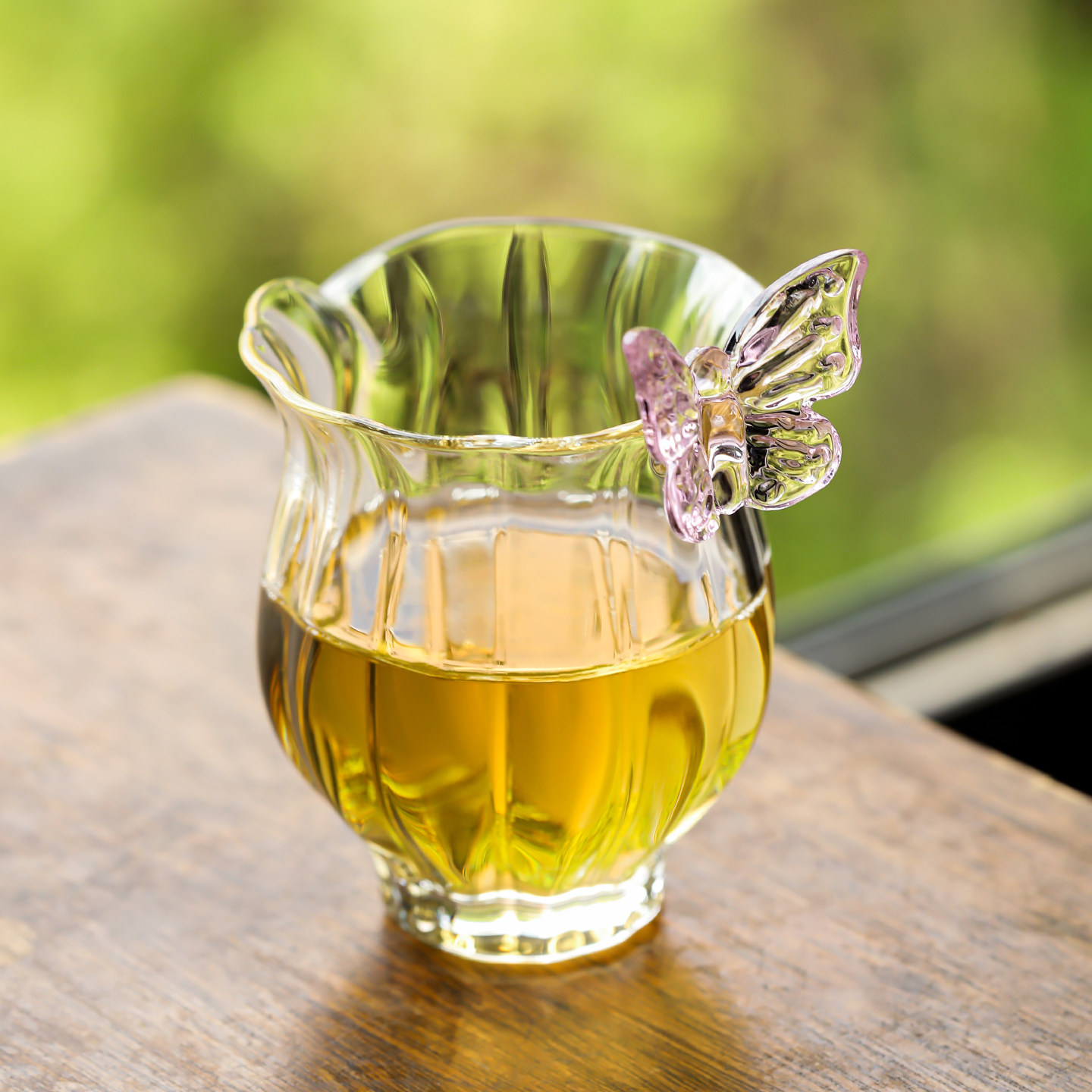 蝴蝶水仙玻璃公道杯高硼硅耐热茶海高档家用高颜值泡茶分茶器新款