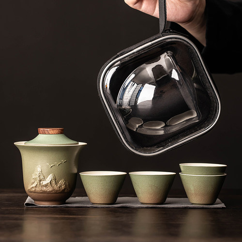 匠序旅行茶具户外快客杯一碗四杯