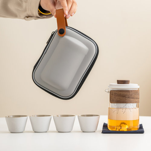 玻璃旅行茶具套装便携式