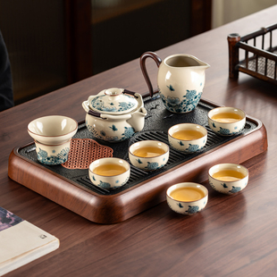 汝窑青蝶手抓壶功夫茶具套装家用高档陶瓷泡茶壶茶杯喝茶2026新款