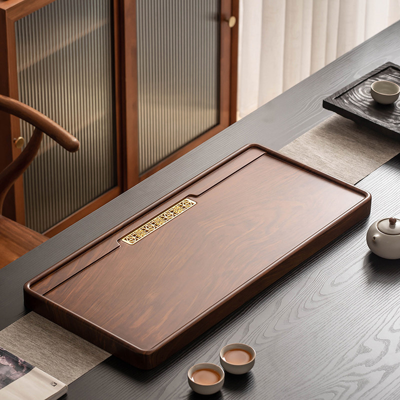 整块竹制茶盘家用轻奢2024新款排水小型干泡茶台功夫茶海茶具托盘
