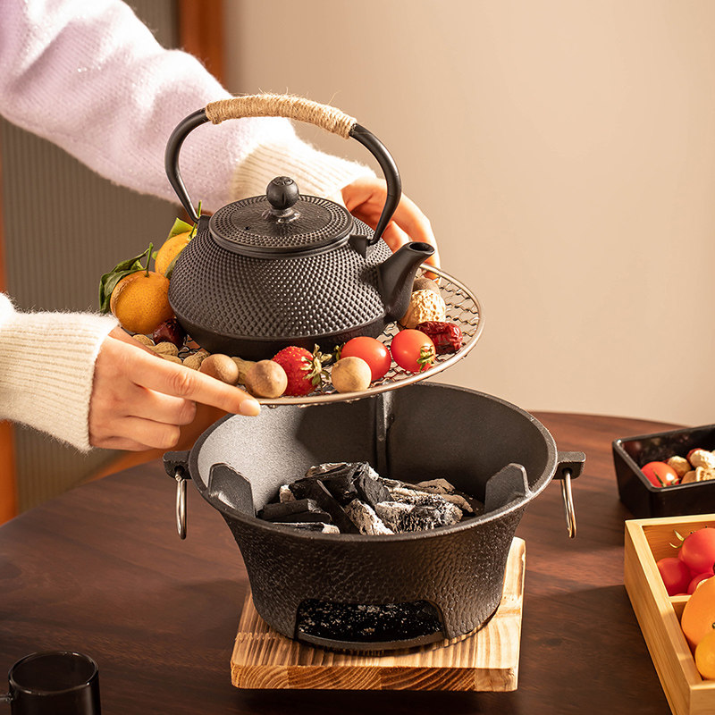 围炉煮茶铸铁炭炉烧烤炉碳炉户外器具全套中式家用室内烤火炉套装,餐饮具,煮茶炉,淘宝优惠券,粉丝福利购,淘宝优惠卷