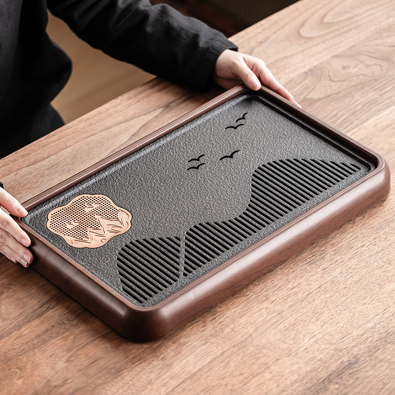 匠序高档仿乌金石茶盘2025新款