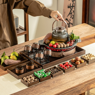 围炉煮茶套装 家用室内电陶炉煮茶器玻璃烧水壶网红取暖烤火炉全套