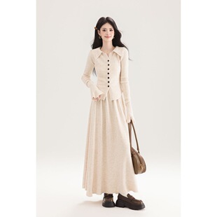 2025新款深冬装搭配一整套小个子香风连衣裙子女法式宽松气质毛衣