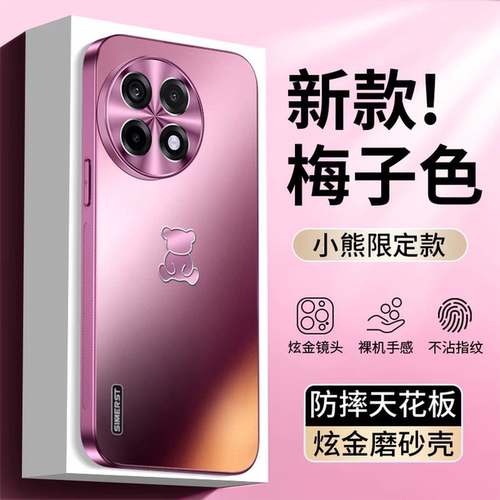适用一加ace5手机壳炫金磨砂小熊