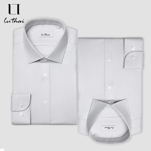 长袖 商务休闲浅灰色男士 衬衫 时尚 鲁泰25年春秋季 波浪纹衬衫 新品