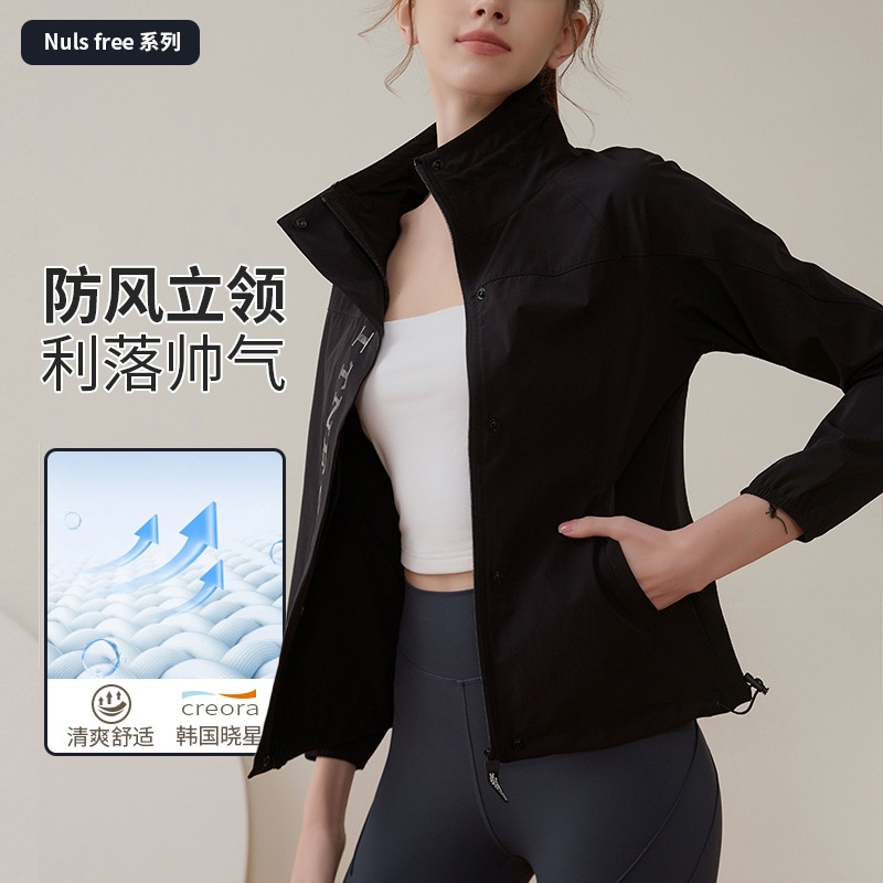 跨境帅气夹克运动外套户外跑步冲锋上衣宽松骑行服瑜伽长袖秋