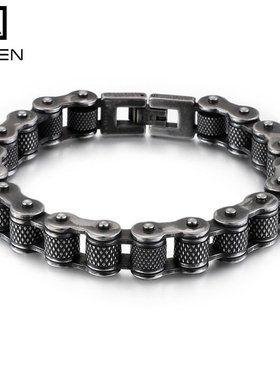 卡轮跨境电商货源 欧美单车手链 钛钢个性男士机车链 潮男配饰