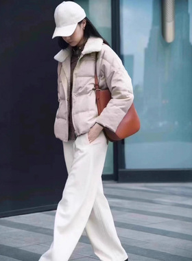 Hug羽绒服小禾同源鹅绒服2025女装冬季丝驼绒90白鹅绒夹克羽绒服