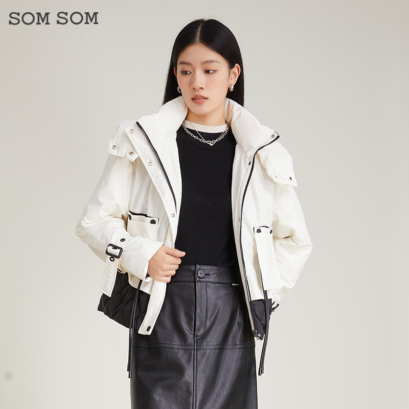 SOMSOM/索玛冬季女士短款派克羽绒服休闲百搭户外加厚外套