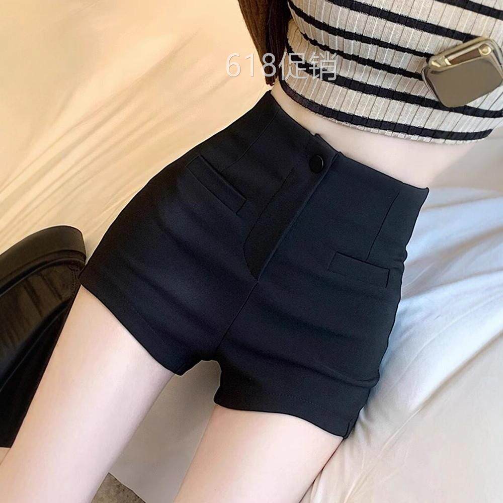 高级感黑色西装短裤女2026夏季新款高腰修身显瘦热裤紧身辣妹裤子