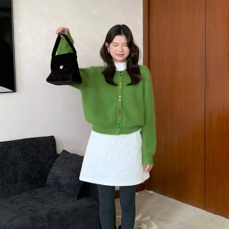 苏珊 2025冬季新款夹棉半身裙网格字显瘦百搭外穿洋气短裙DW6287