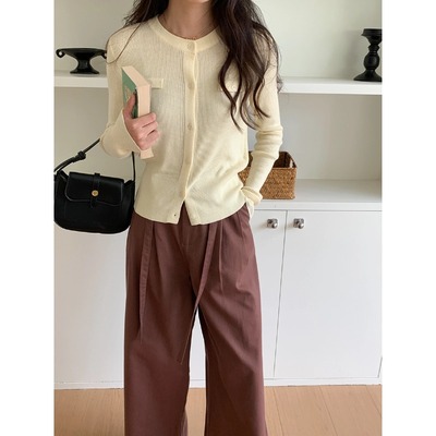 3th Morning 温柔千金风 细纺羊毛小香风圆领针织开衫ZY2054