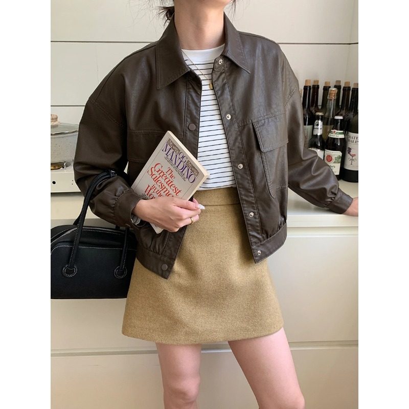 3th Morning 做旧设计感 中古翻领哑光PU皮外套小个子ZY2010,女装/女士精品,皮衣,淘宝优惠券,粉丝福利购,淘宝优惠卷