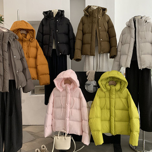 上衣 保暖加厚长袖 5498 可拆卸连帽纯色泡芙羽绒服外套冬季 欧玛莱