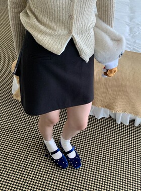 3th Morning 质感担当 小个子防走光A字毛呢半身短裙ZY3291