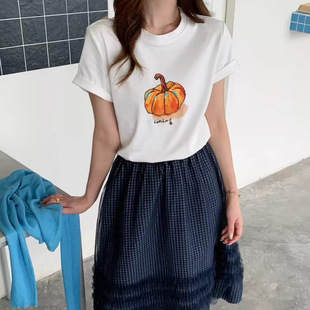 时尚 苏珊 休闲宽松卡通印花减龄韩版 新款 内搭上衣3088S 2026夏季