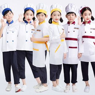 儿童厨师服套装 三件套幼儿园烘焙课手工课男女童角色扮演儿童围裙