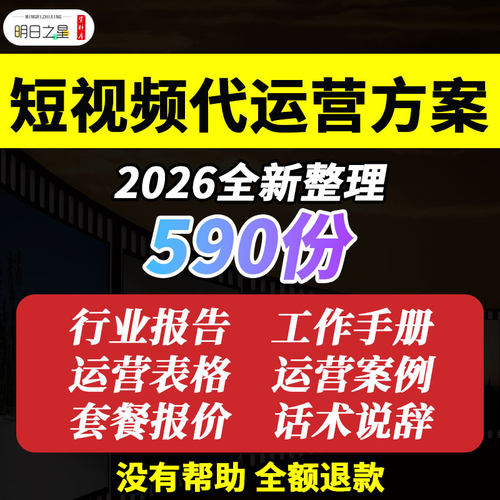 抖音短视频各行各业代运营方案报价分析表格拍摄制作服务合同模板