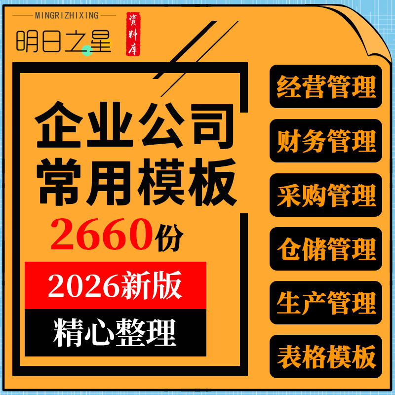 企业公司经营人事薪酬财务采购仓储项目生产质量管理制度表格模板