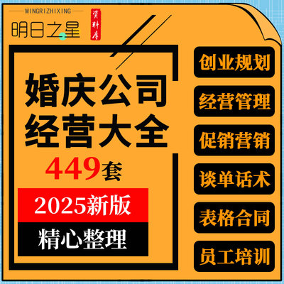 婚庆行业婚礼策划公司创业计划员工管理话术培训营销活动方案资料