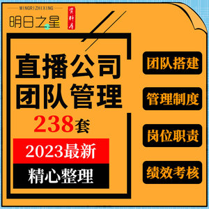 MCN直播公司抖音快手短视频团队搭建管理制度岗位职责绩效考核