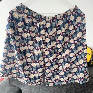 老年人透气吸汗阔腿裤 夏季 女纯棉绸妈妈五分短裤 睡裤 婆婆宽松大码