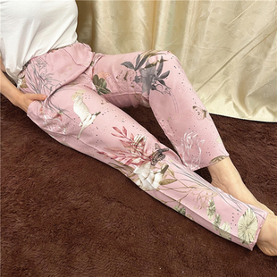 外穿出门 阿姨透气吸汗家居裤 中年妇女夏天睡裤 纯棉绸妈妈休闲长裤